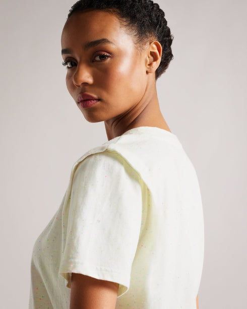 BLAIYR-Tops-V Neck Tee With Beaded Magnolia- Ted Baker Romania